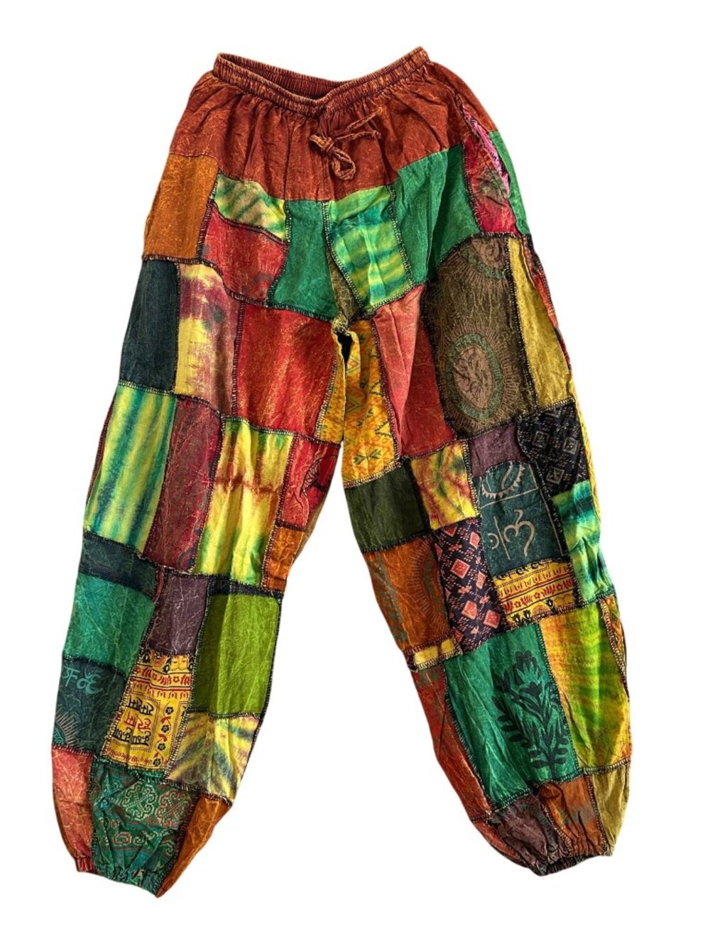 Kathmandu Imports Womens Sz Handmade Colorful Patchwork Boho Harem Pants